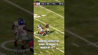 Aaron Ross Interception for New York Giants against Cleveland Browns in Madden NFL 12 🏈 Shorts [upl. by Berni]