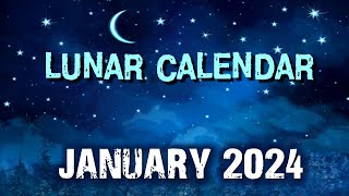 Lunar Calendar for January 2024 moon phases haircut [upl. by Loree627]