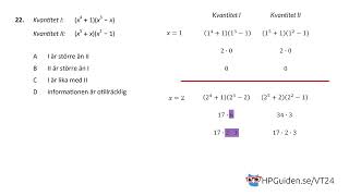 KVA uppgift 22 från högskoleprovet våren 2024 provpass 2 kvantitativ del [upl. by Amisoc454]