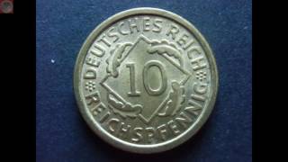 0712  10 Pfennig Weimarer Republik 1936 D [upl. by Naggem]