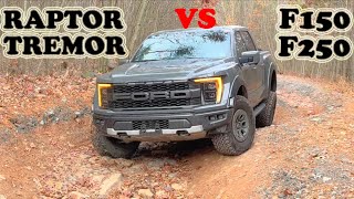 Raptor vs Tremor vs F150 F250 2021 Compilation Fords Best 4x4 OffRoading Full Size Trucks [upl. by Nilyam]