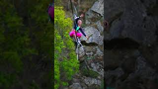 Woman is doing freestyle highlining tricks [upl. by Oecile]