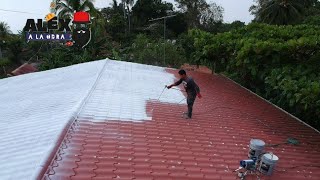 ELIMINA el CALOR 🔥 de tu CASA FACIL Y RAPIDO✔ esta es la solucion Airless Spray painting a roof [upl. by Earb274]