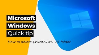 🖱Microsoft Windows  How to delete WINDOWSBT folder  A quick tip [upl. by Straub162]