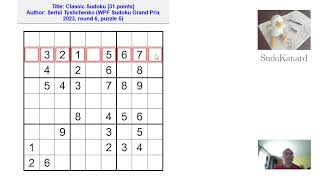 Sudoku classique par Serhii Tyshchenko WPF Sudoku Grand Prix 2023 round 6 puzzle 5 [upl. by Atiekahs524]