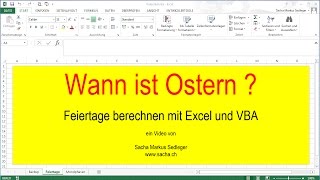 Feiertage berechnen mit Excel und VBA [upl. by Eniahs]