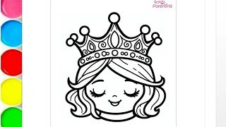 Beautiful princess face drawing and colouring how to draw cute princess Disney princess [upl. by Enilrae]