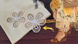 Beautiful Flower Cutwork TrouserPlazzo DesignTrending TrouserCapri Cutting amp stitchingNew Ideas [upl. by Aynor278]