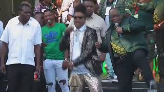 Short Video  MK Party President Jacob Zuma sings Umshini wami joined by Papa Penny on stage [upl. by Ainedrag147]