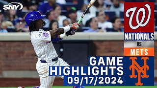 Mets vs Nationals 9172024  NY Mets Highlights  SNY [upl. by Eenafets]