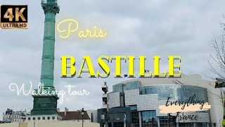 Paris by Foot  Place de La Bastille Walking Tour 4k 60fps [upl. by Nyved40]