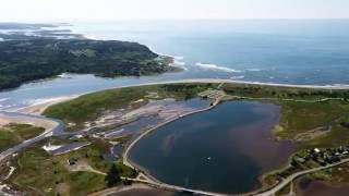 Aerial video over salt marshes Rainbow Haven Beach to Salt Marsh Trail [upl. by Lotti792]