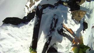 raw helmet cam footage Skier falls off huge rocky cliff and SURVIVES [upl. by Jezrdna121]