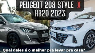 Peugeot 208 style 2023 hb20 2023 Qual o melhor [upl. by Afinom]