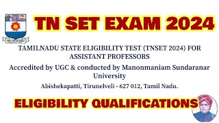 TN SET EXAM 2024  ONLINE APPLICATION ELIGIBILITY QUALIFICATION EXAM FEE [upl. by Neesay]