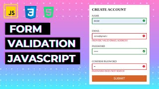 JAVASCRIPT FORM VALIDATION AND SUBMIT TO ANOTHER PAGE [upl. by Essirahc]