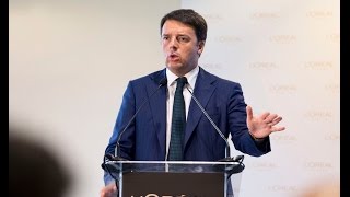 Renzi a Settimo Torinese in visita allo stabilimento de LOreal [upl. by Ierdna]