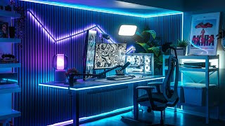 Building The Ultimate Gaming Desk Setup  Full DIY Makeover [upl. by Ennoved]