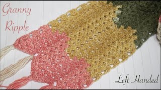 Left Handed Crochet Granny Ripple  Chevron Stitch [upl. by Bertine]