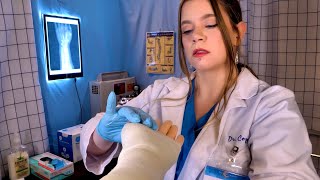 ASMR Hospital Orthopedist Exam  Putting a Cast on Your Arm Sticky Sounds Massage [upl. by Rafaello]