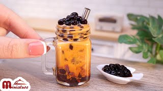 Yummy Miniature Boba Tea with Tapioca Pearl  Easy Sweet Bubble Tea Recipe  ASMR Cooking Mini Food [upl. by Hugo380]