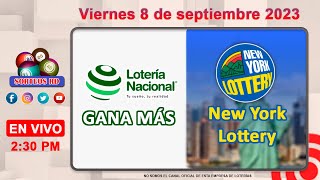 Lotería Nacional Gana Más y New York Lottery en VIVO 📺│Viernes 8 de septiembre 2023 [upl. by Willabella291]