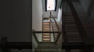 Solid Oak in Grey Staircase Renovation with Intelligent LED Lights [upl. by Naujled396]