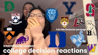 COLLEGE DECISION REACTIONS International Student  15 schools IVIES Stanford Duke T20 amp more [upl. by Krishna]