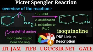 📚 Synthesis of Isoquinoline  Pictet Spengler Reaction mechanism application UGC CSIR NET GATE JAM [upl. by Parthena]