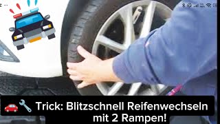 🚗🔧Trick  Mit 2 Rampen  2 Reifen auf einmal wechseln [upl. by Okier]