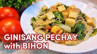 Ginisang Pechay with Bihon  Stir Fry Pechay with Rice Noodles [upl. by Jolee290]