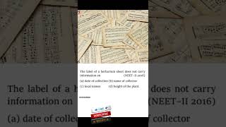 The label of a herbarium sheet does not carry information on neet biology shorts [upl. by Youlton]