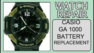 CASIO GA 1000 Watch battery replacement [upl. by Hassin696]