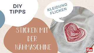 Hose stopfen mit selbst gesticktem Patch​  DIYMamis x Prym [upl. by Nolaj922]