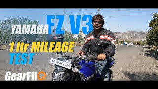 Yamaha FZ V3  1Ltr Mileage Test  GearFliQ [upl. by Atnas]