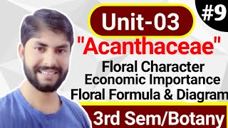 BSc 2nd year Botany Unit3Family Acanthaceae In hindiVegetative characterFloral diagramFormula [upl. by Nimref]