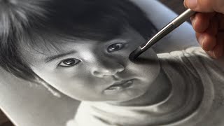 How to draw portrait with charcoal powder  ASMR drawing [upl. by Lladnar71]