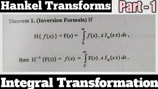 2 Inverse or Inversion Formula  Hankel Transforms  Most Important Theorem1  Complete Concept [upl. by Anaidiriv]