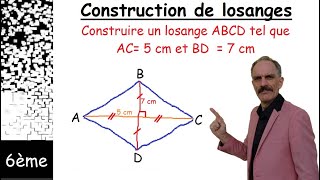 Comment construire un losange connaissant les longueurs de ses deux diagonales [upl. by Anircam]