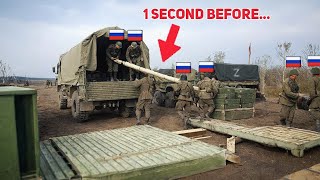 Russian Soldiers Hit by HIMARS While Unloading Ammunition from Truck [upl. by Evelunn]