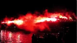 HD 15 Jahre Ultras Frankfurt UF97 Jubiläum  Feuerwerk und Bengalos auf Brücke [upl. by Silrak]