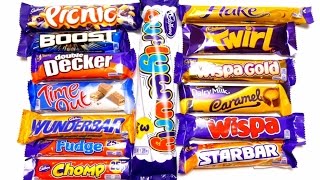 Chocolate Bars Collection  Double Decker Wunderbar Fudge Wispa Twirl Flake [upl. by Aleehs]