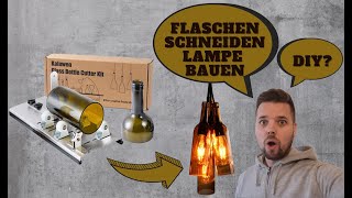 Flaschenlampe bauen Flaschen selber schneiden Lampenschirm DIY Glasflasche schneiden [upl. by Nuawad23]