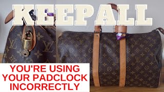 HOW TO USE YOUR PADLOCK ON YOUR VINTAGE LV KEEPALL [upl. by Limaa]