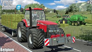 WINDROWING BALING and COLLECTING HAY BALES│BELGIUM│FS 22│2 [upl. by Gnahk]