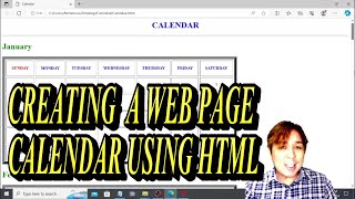 PAANO GUMAWA NG WEB PAGE CALENDAR GAMIT ANG HTML  CREATING WEB PAGE CALENDAR USING HTML [upl. by Stavro510]