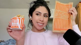 ASMR Whataburger Mukbangno talkingeating soundsfish sandwich [upl. by Leshia]