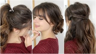 Cute Easy Hairstyles With Bangs  Tutorial [upl. by Yasu]