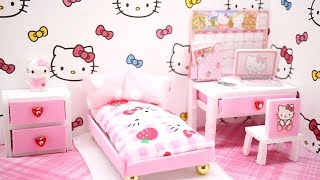 DIY Miniature Dollhouse  HELLO KITTY ROOM NOT A KIT [upl. by Judith]