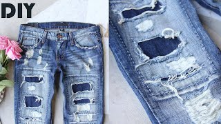 How To Rip Distress Denim Jeans At Home  DIY Ripped Jeans [upl. by Takeo508]